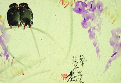 燕昵（冊頁）（國畫） 1946年 林風(fēng)眠 浙江美術(shù)館藏